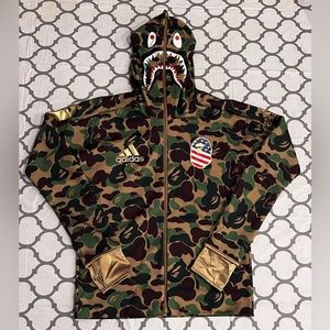 A Bathing Ape x Adidas SB Shark Hoodie Full Zip Camo Men’s Size Medium Rare
